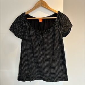 Trendy Joe Fresh Black Polka Dot Short Sleeve Tee